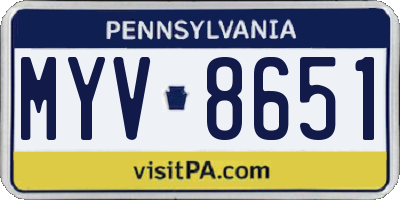 PA license plate MYV8651