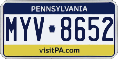 PA license plate MYV8652