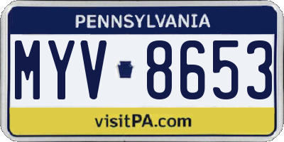 PA license plate MYV8653