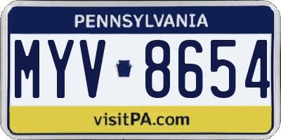 PA license plate MYV8654