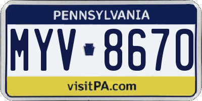 PA license plate MYV8670