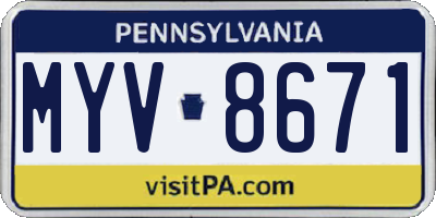 PA license plate MYV8671