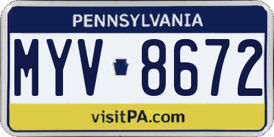 PA license plate MYV8672