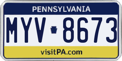 PA license plate MYV8673