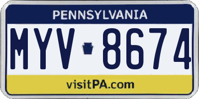 PA license plate MYV8674