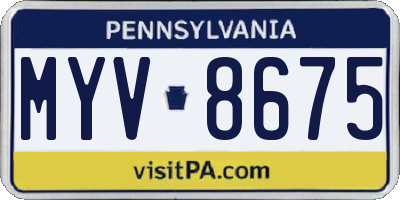 PA license plate MYV8675