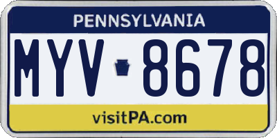 PA license plate MYV8678