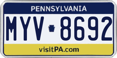 PA license plate MYV8692