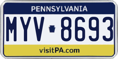 PA license plate MYV8693