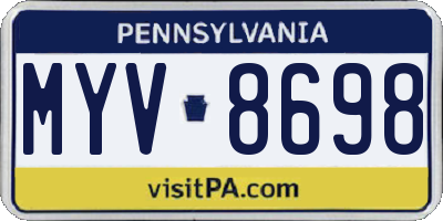 PA license plate MYV8698