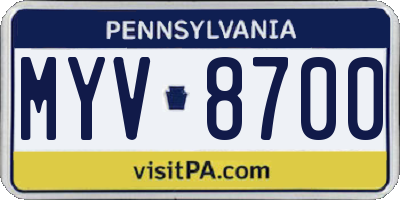 PA license plate MYV8700