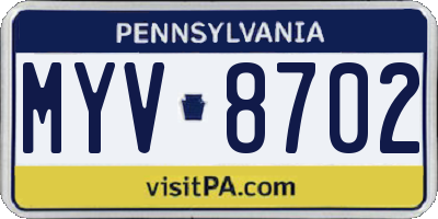 PA license plate MYV8702