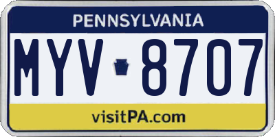 PA license plate MYV8707