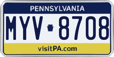 PA license plate MYV8708