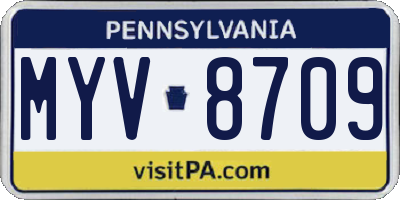 PA license plate MYV8709