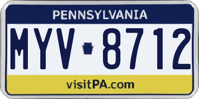 PA license plate MYV8712