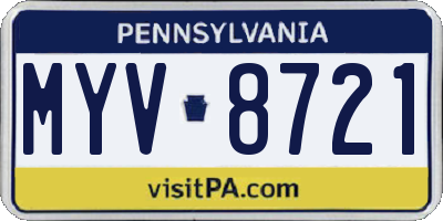 PA license plate MYV8721