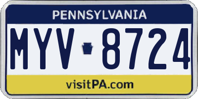 PA license plate MYV8724
