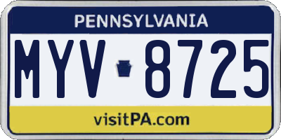 PA license plate MYV8725