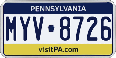 PA license plate MYV8726