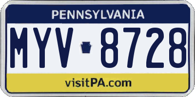 PA license plate MYV8728
