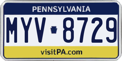 PA license plate MYV8729