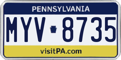 PA license plate MYV8735