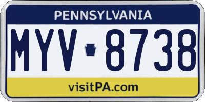 PA license plate MYV8738