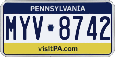 PA license plate MYV8742