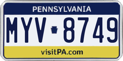 PA license plate MYV8749