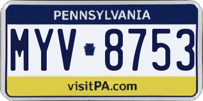 PA license plate MYV8753