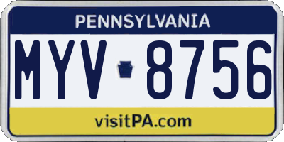PA license plate MYV8756