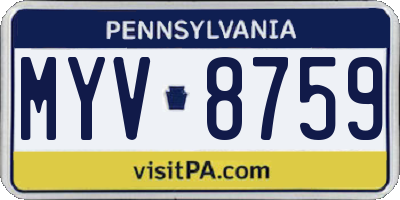 PA license plate MYV8759