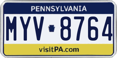 PA license plate MYV8764