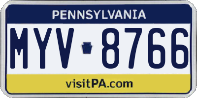 PA license plate MYV8766