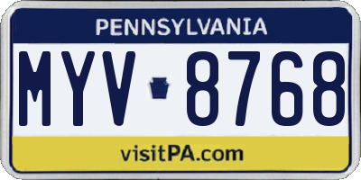 PA license plate MYV8768