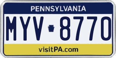 PA license plate MYV8770
