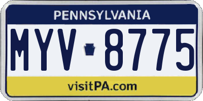 PA license plate MYV8775