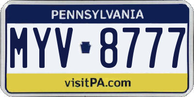 PA license plate MYV8777