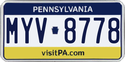 PA license plate MYV8778