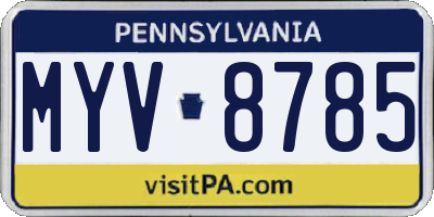 PA license plate MYV8785
