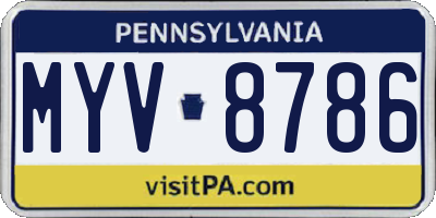 PA license plate MYV8786