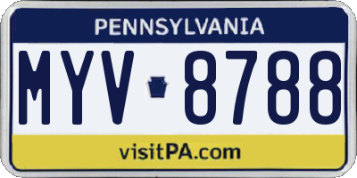 PA license plate MYV8788