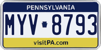 PA license plate MYV8793