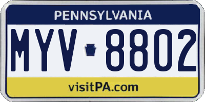 PA license plate MYV8802