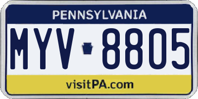 PA license plate MYV8805