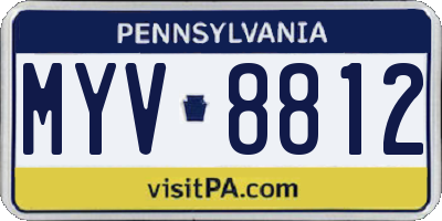 PA license plate MYV8812