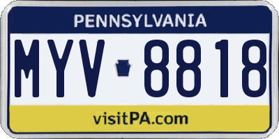 PA license plate MYV8818