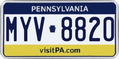 PA license plate MYV8820