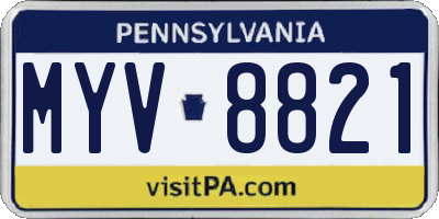 PA license plate MYV8821